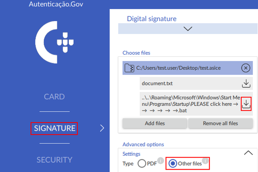 Autenticação.gov Malicious File Execution and Zip Slip